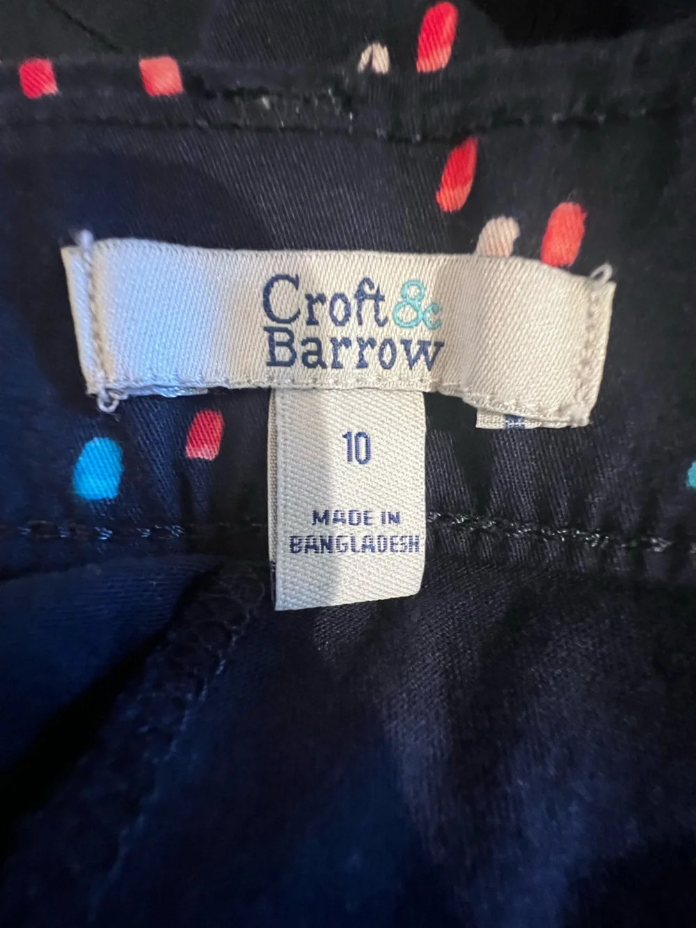 CROFT & BARROW CLASSIC STRETCH SKORT SIZE 10 MID-RISE NAVY W/RED WHITE BLUE DOT